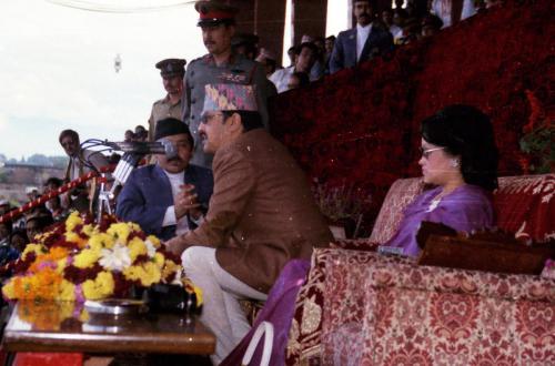HM King Birendra declares open the 1st South Asia Federation Games, Dashrath Rangashala, Kathmandu, Nepal (September 17, 1984)