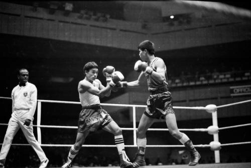 Nepal's boxing champion Dal Bahadur Ranamagar (left) in action during the Delhi Asian Games