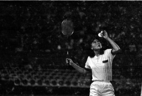 Nepali badminton player Kalpana Rana in action during Delhi Asian Games