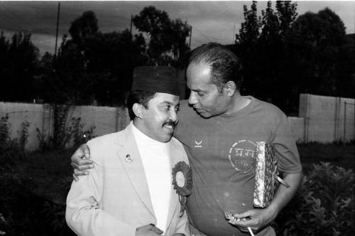 Member secretary of National Sports Council Sharad Chandra Shaha (left) with Hon Minister Narayan Dutta Bhatta